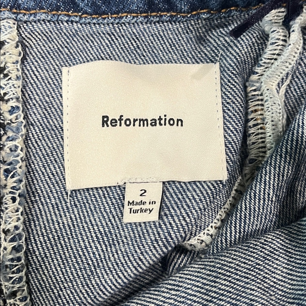 NEW Reformation Elma Denim Mini Dress Size 2 - Picture 11 of 11